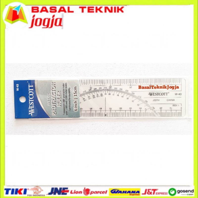 Jual Westcott W43 Metric Protractor Ruler Penggaris Protractor 15 cm 16 ...
