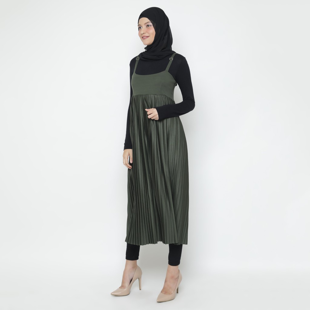 Jual Eiza by duapola Plisket Overall Gamis Dress Muslim 8188 (Basic ...