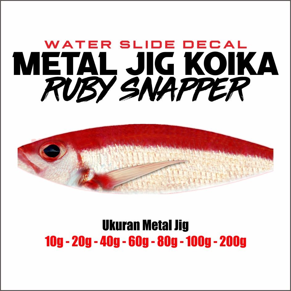 Jual Koika Ruby Snapper Water Slide Decal Metal Jig 10g 20g 40g 60g 80g ...