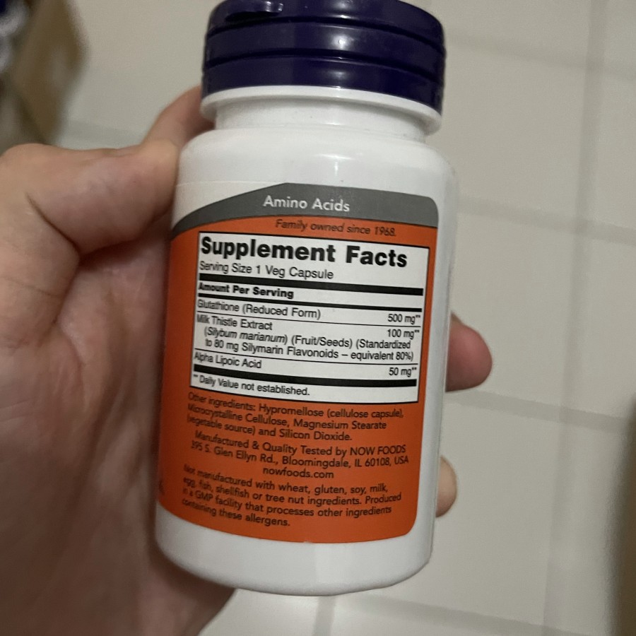 Jual NOW Foods Glutathione 500 mg 30 vegcaps with Milk Thistle Antioksidan NOW Glutathione 500mg Detox