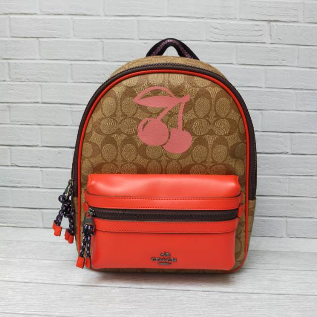 Jual C. Medium Charlie Backpack in Signature Canvas With Cherry Motif
