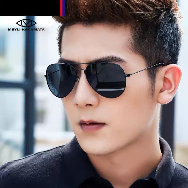 Jual E ( E27 ) KACAMATA CLASSIC GAYA MODEL PILOT FULL HITAM PRIA