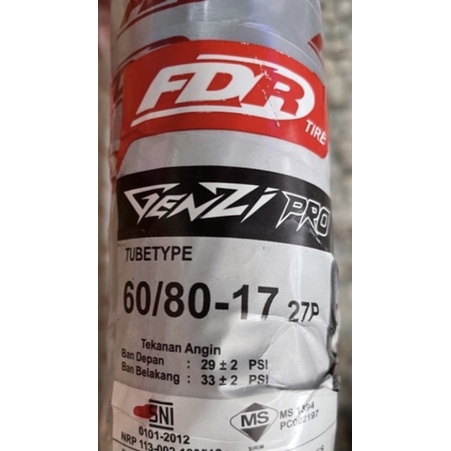 Jual Ban FDR Genzi pro 60/80 Ring 17 Tube Type | Shopee Indonesia