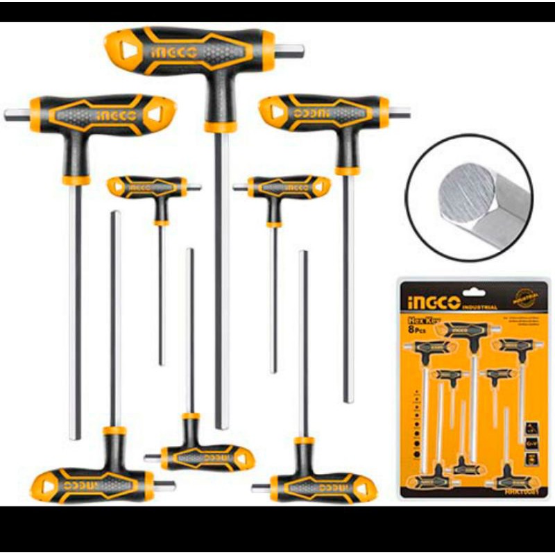 Jual 8Pcs Thandle Hex Wrench Set INGCO HHKT8081 Kunci L Model T
