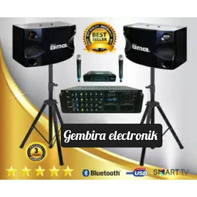 Paket karaoke bluetooth speaker BMB 8 inch original sound system rumah