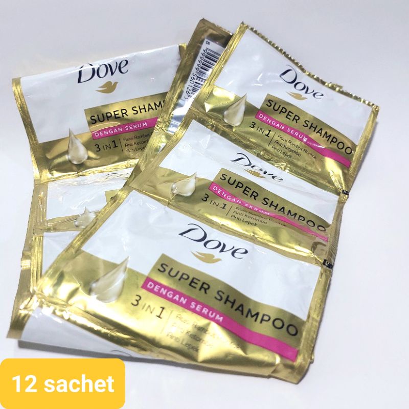 Jual Dove Super Shampoo With Serum 3 in 1 / 12 Sachet Shopee Indonesia