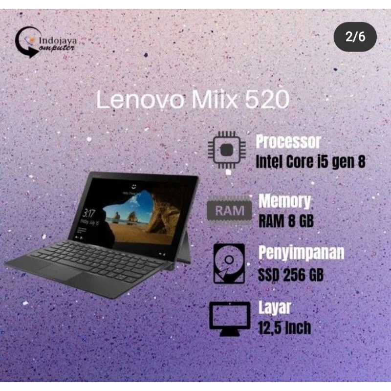 Jual Lenovo Miix 520 2 in 1 Core i5 Gen 8 RAM 8GB SSD 256GB