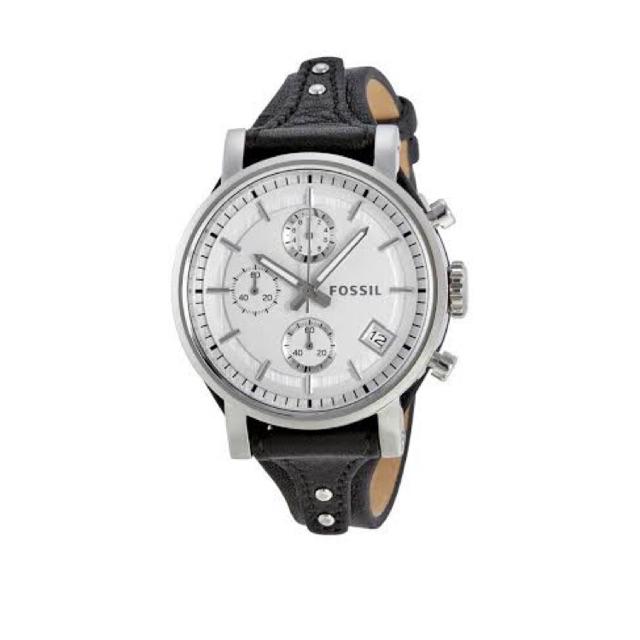 Original Fossil ES3838 Boyfriend Chronograph Navy and Black Leather Watch