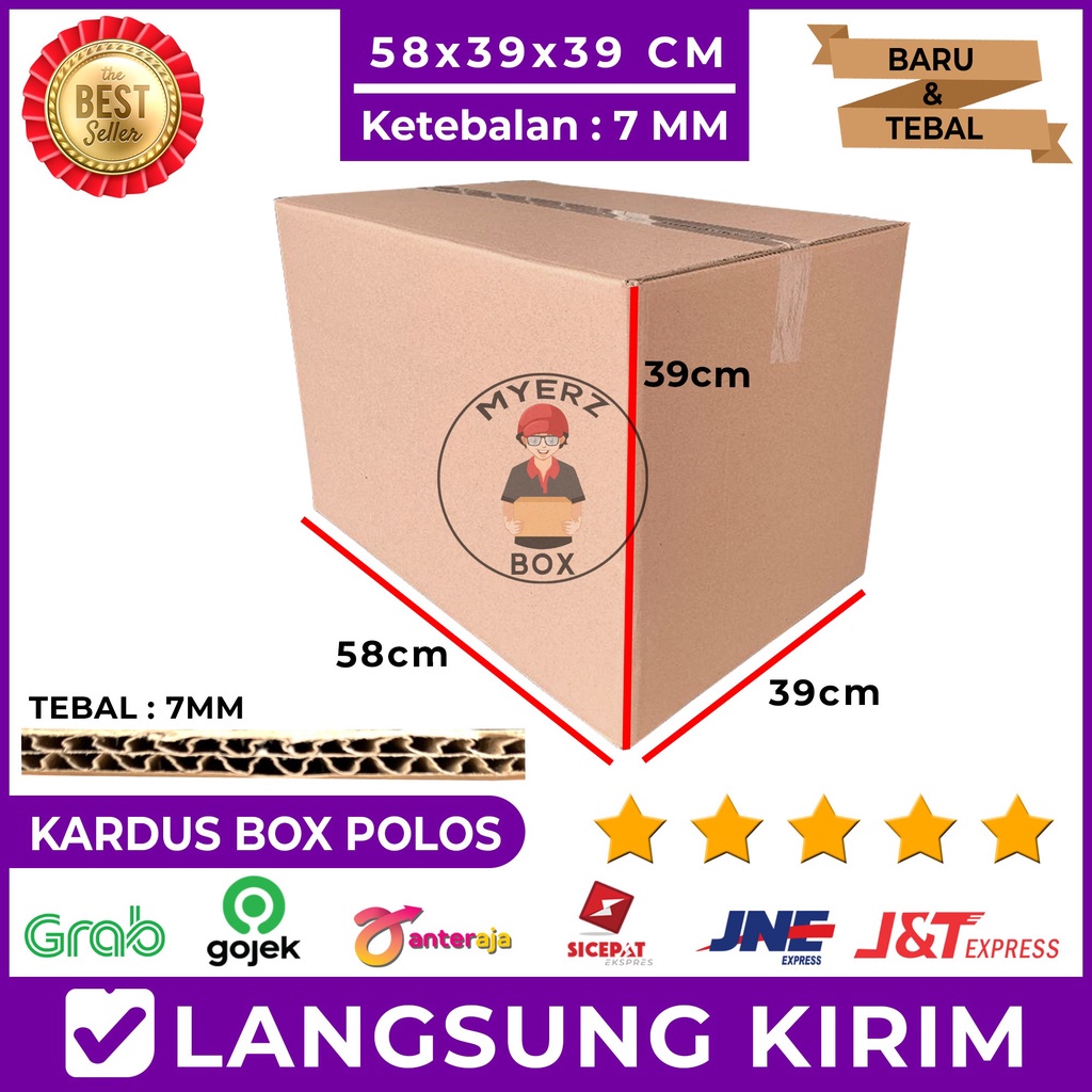 Jual Kardus Besar Jumbo Karton Box Polos 58x39x39 Double Wall Sangat ...