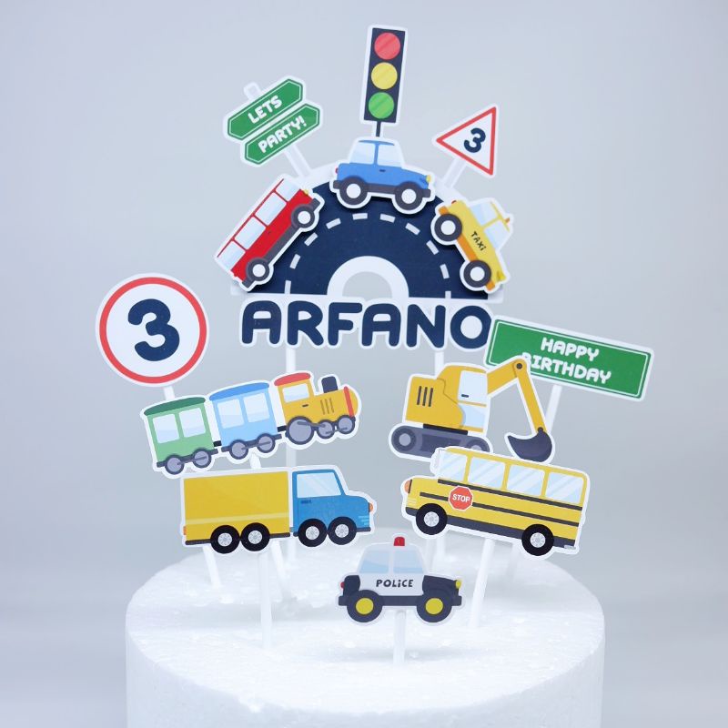 Jual Cake Topper 3D Custom Nama Karakter Vehicle Transportation Mobil ...