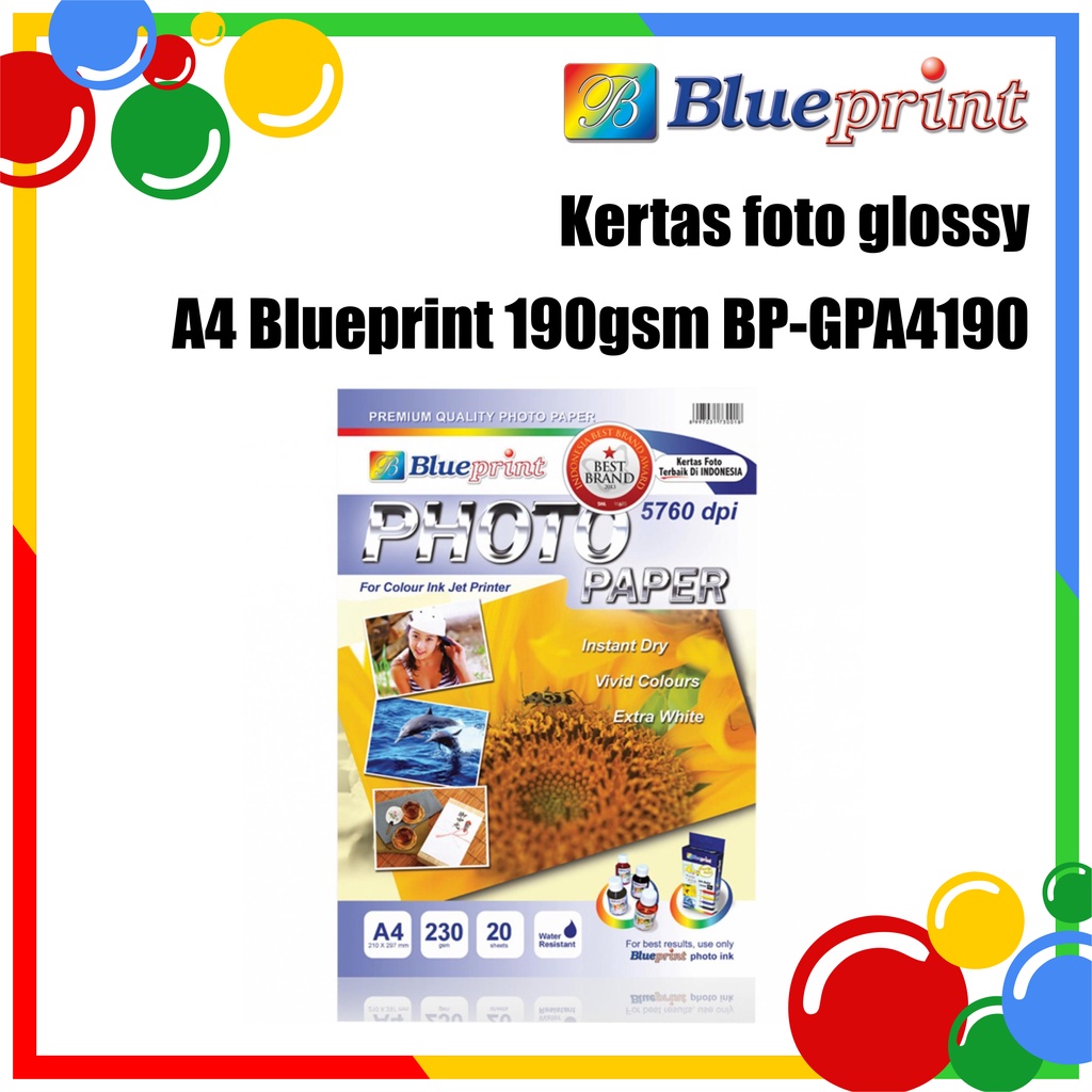 Jual Kertas Foto / Kertas Glossy / Glossy Photo Paper BLUEPRINT A4 190 ...