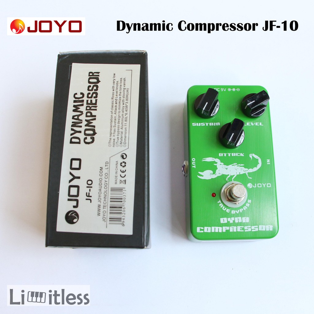 Pedale Compressore Dinamico JOYO JF-10 Per Chitarra Elettrica E Basso - True Bypass, Controlli Sustain/Attack/Level