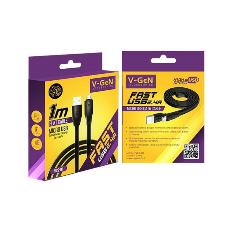 Jual Data Cable MICRO V-GEN VCS-01 FAST CHARGING 100CM | Shopee Indonesia