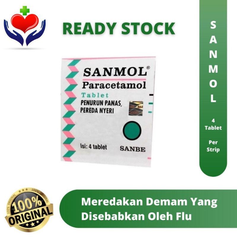 Jual Sanmol Paracetamol Original Per Strip Isi 4 Tablet Menurunkan