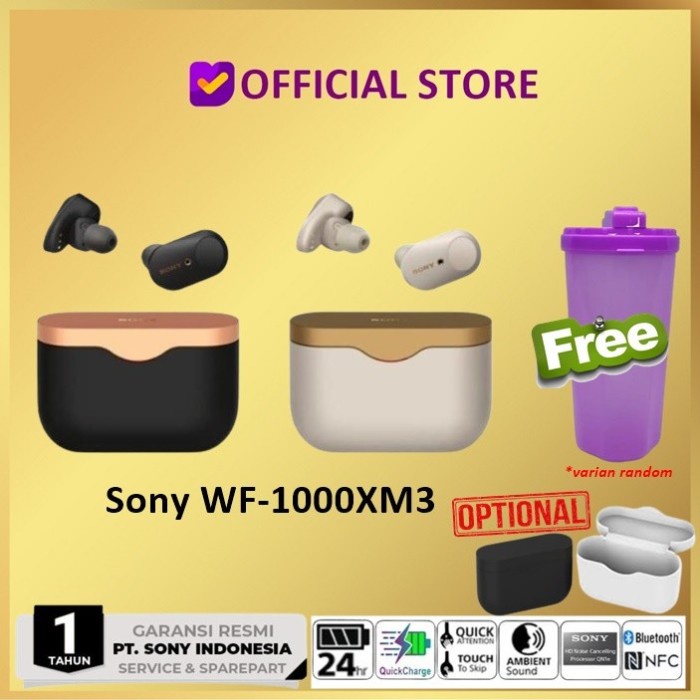 Sony WF-1000X True Wireless Noise-Canceling Earbuds (Black) - Open Box, Grade A Like New, Includes Charging Cable Only
