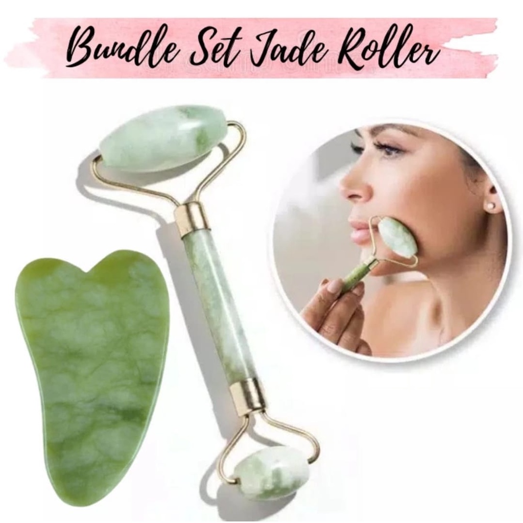 Jual Gua Sha Batu Jade Roller Guasha Facial Massager Alat Pijat Pengencang Wajah Shopee Indonesia