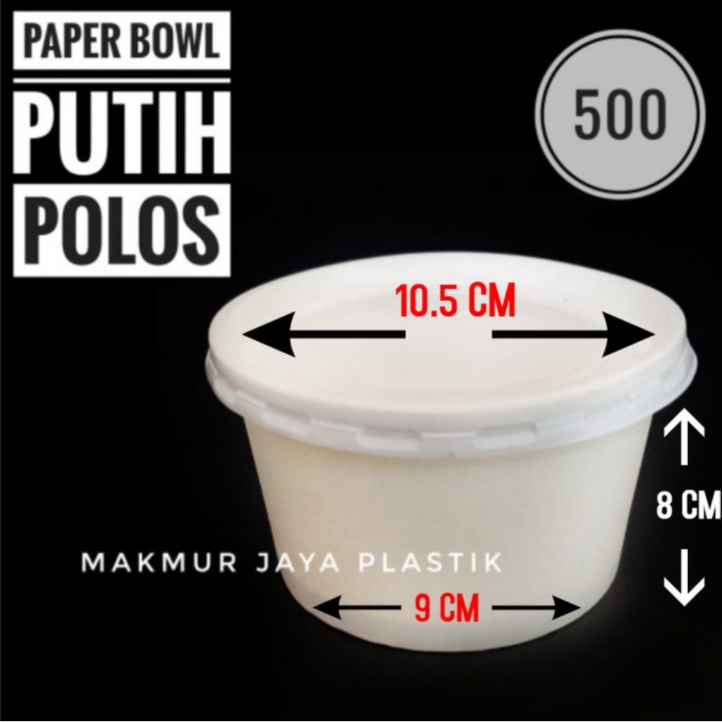 Jual [ BOWL POLOS 500 - 5 PC ] PAPER RICE BOWL CUP MANGKOK POLOS 500 ML ...