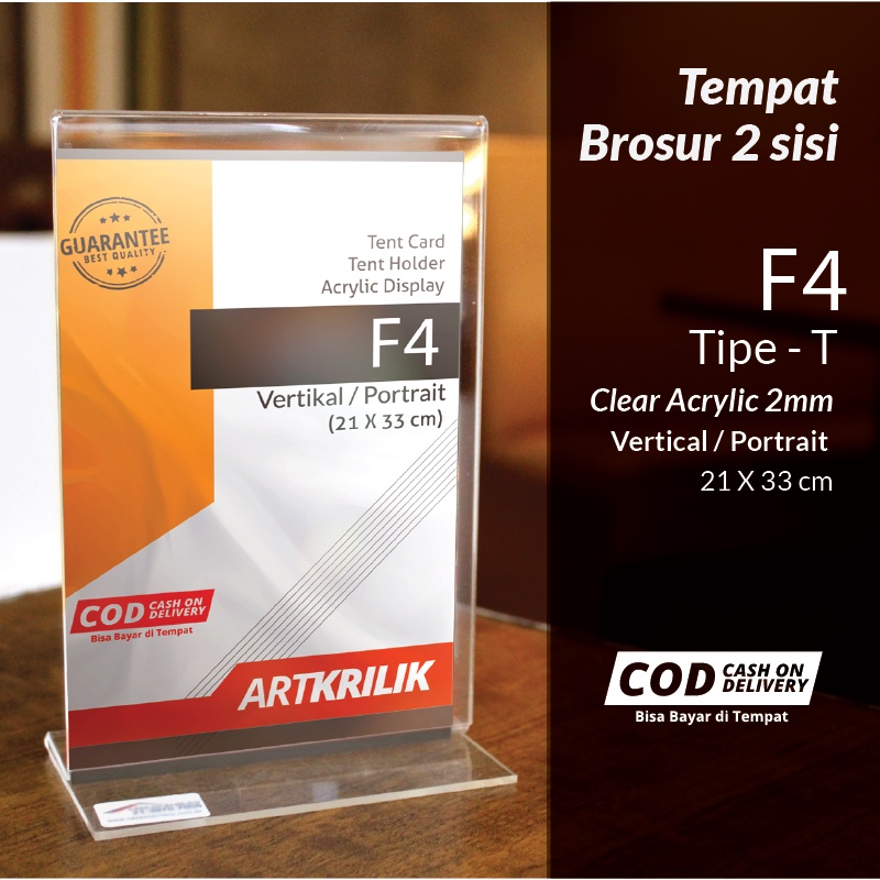 Jual Tempat Brosur Tent Holder Tent Card Akrilik Display 2 Sisi F4