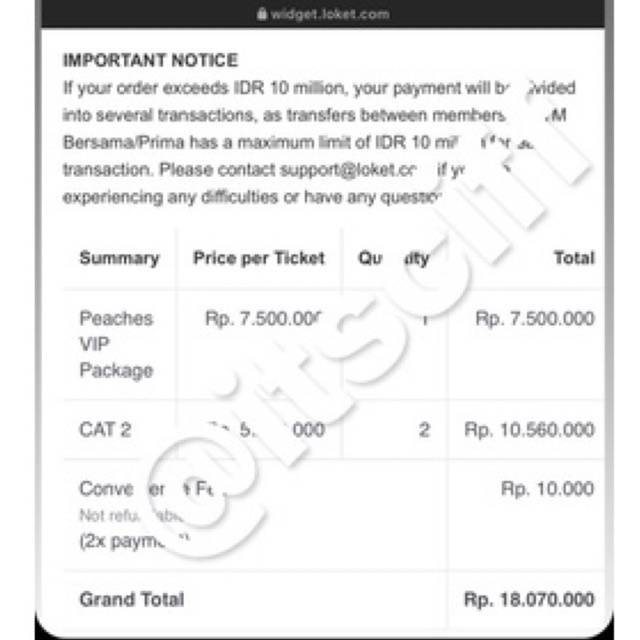 Jual Ticket Peaches VIP Package/CAT2 Justice Justin Bieber Wold Tour 3
