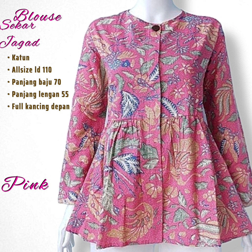 NOVICA Sekar Jagad Pastel Pink and Aqua Rayon Print Tie Front Blouse