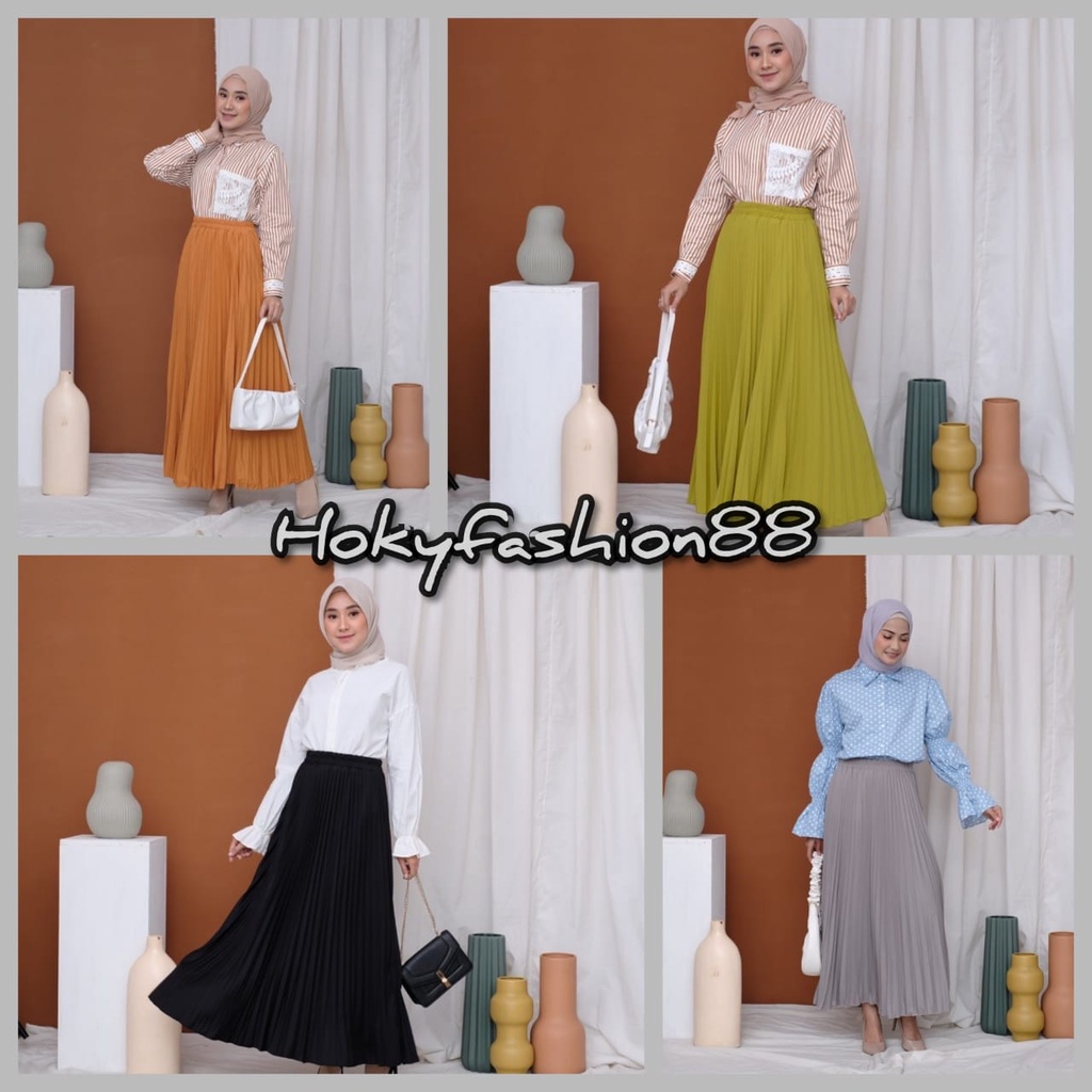 Jual ROK PLISKET SKIRT PREMIUM // ROK PLISKET PREMIUM POLOS // ( SERIES ...