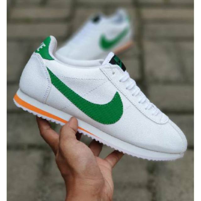 nike cortez white green