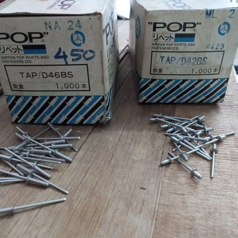 Jual Nippon POP 423 450 Blind Rivet Paku Ripet Tembak Eceran | Shopee ...