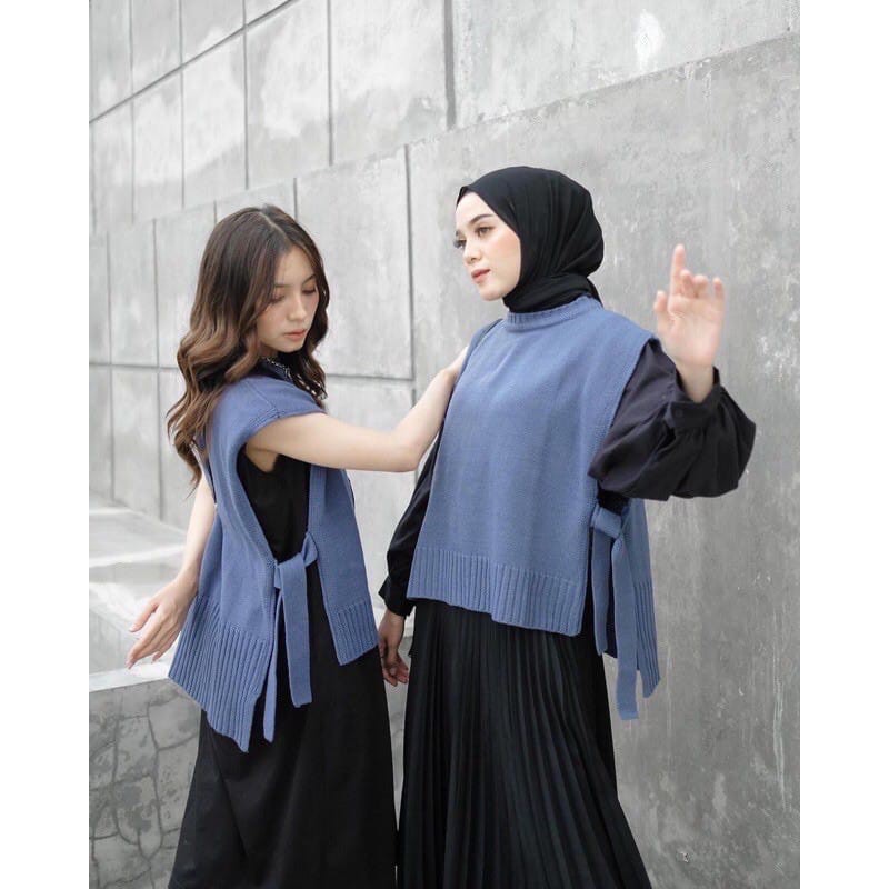 Jual ROMPI TALI Andin Rajut Wanita Polos CREW neck Vest Knit Outer ...
