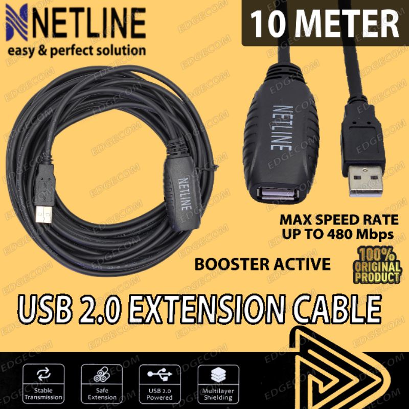 Jual NETLINE Kabel USB 2.0 Extender Active / Extension Aktif 10 Meter ...