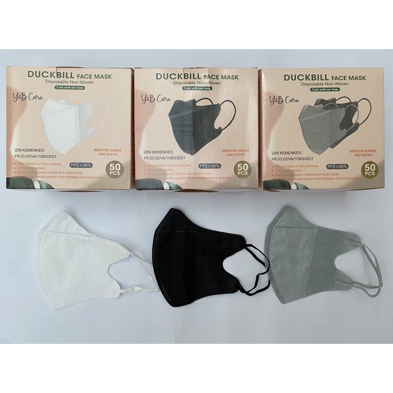 Jual Masker Duckbill Y&B 3 Ply (1 Box Isi 50 Pcs) | Shopee Indonesia