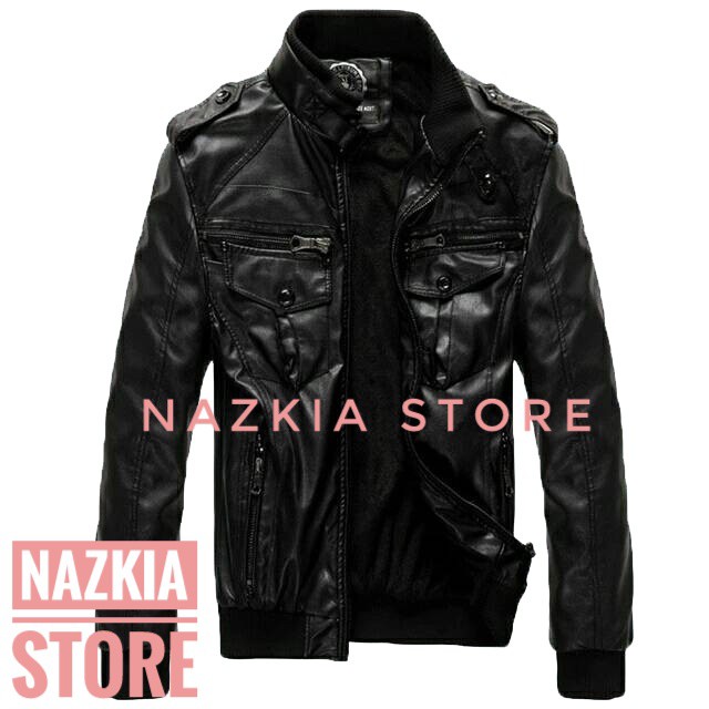 Jual Jaket Semi Kulit Rib Racing Varsity Black | Shopee Indonesia