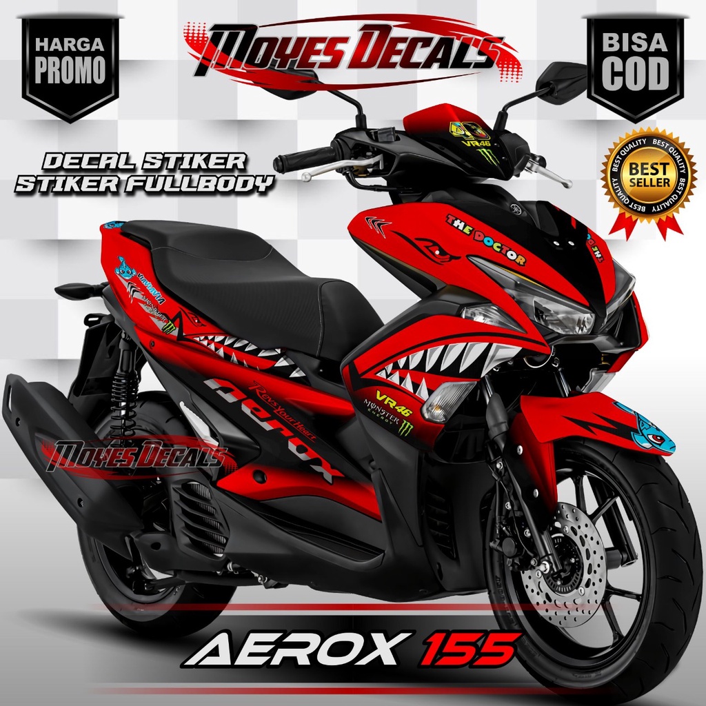 Jual Decal Sticker AEROX 155 motif Shark terbaru variasi Full body ...