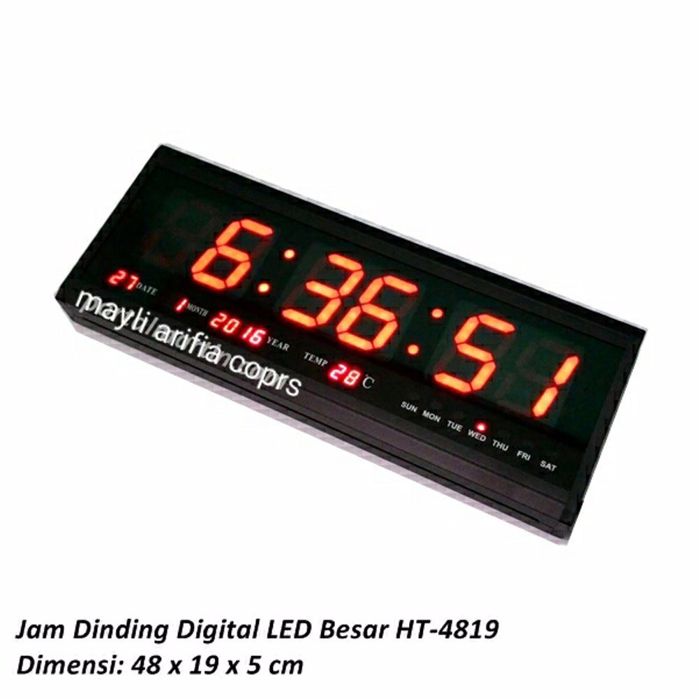 Jual JAM DINDING DIGITAL LED BESAR HT-4819 DIMENSI 48X19X5CM | Shopee ...