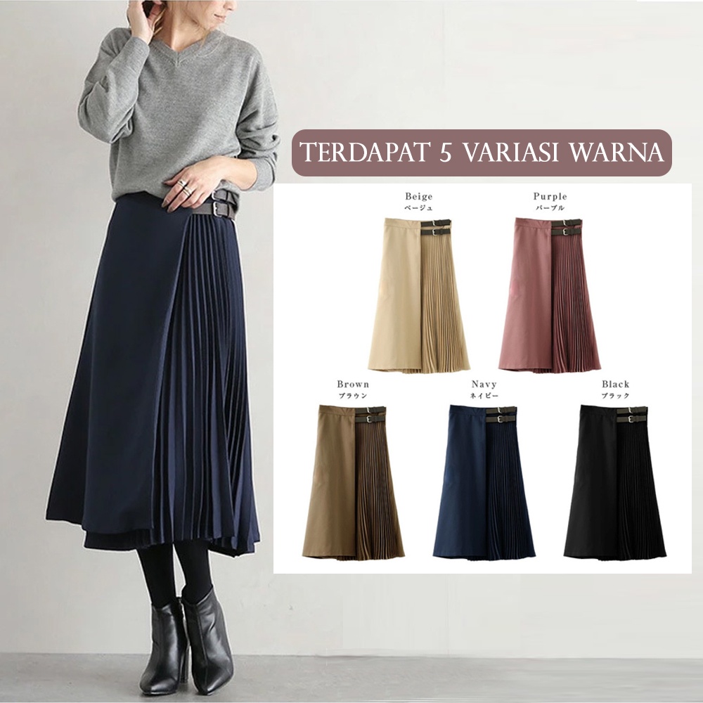 Jual Rok Plisket Premium Panjang Terbaru Lipatan Besar Import Korea ...