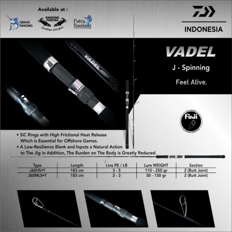 Jual Rods Joran Daiwa Vadel Spinning Seri LJ , J , C Garansi Resmi