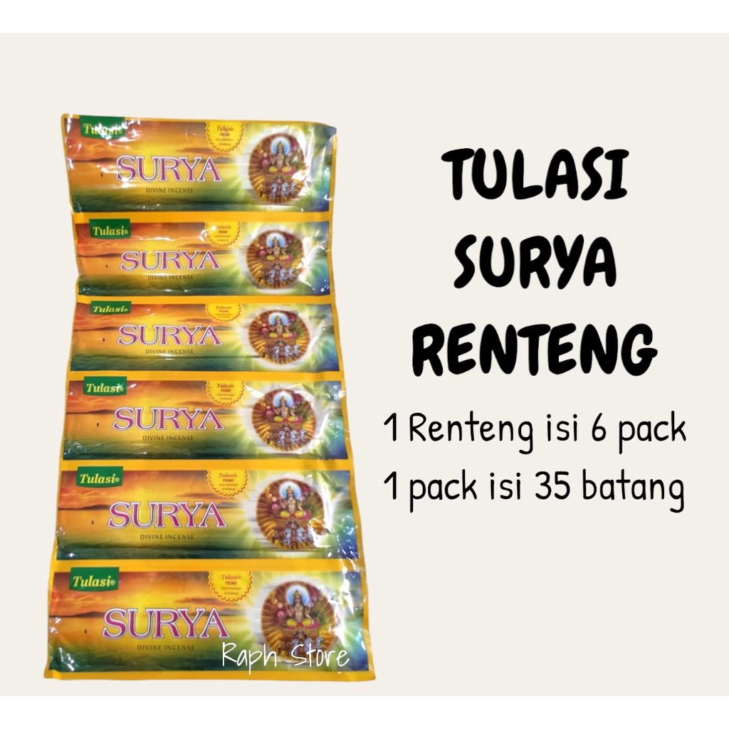 Jual Per Renteng Dupa Hio Surya Renteng isi 6 pack By Tulasi India ...