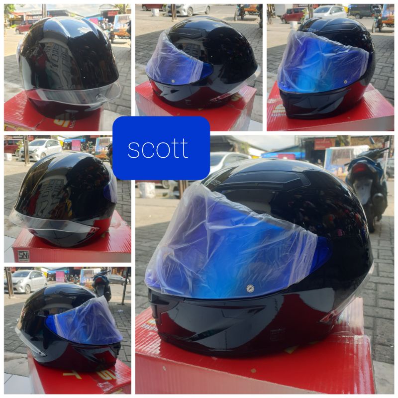 Jual HELM FULL FACE SCOTT RX 8 BLACK METTALIC ( 2KG ) | Shopee Indonesia