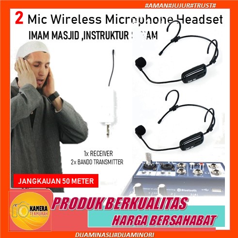 Jual Mikrofon Mic Headset Wireless UHF 2.4G Presentasi Tur Imam