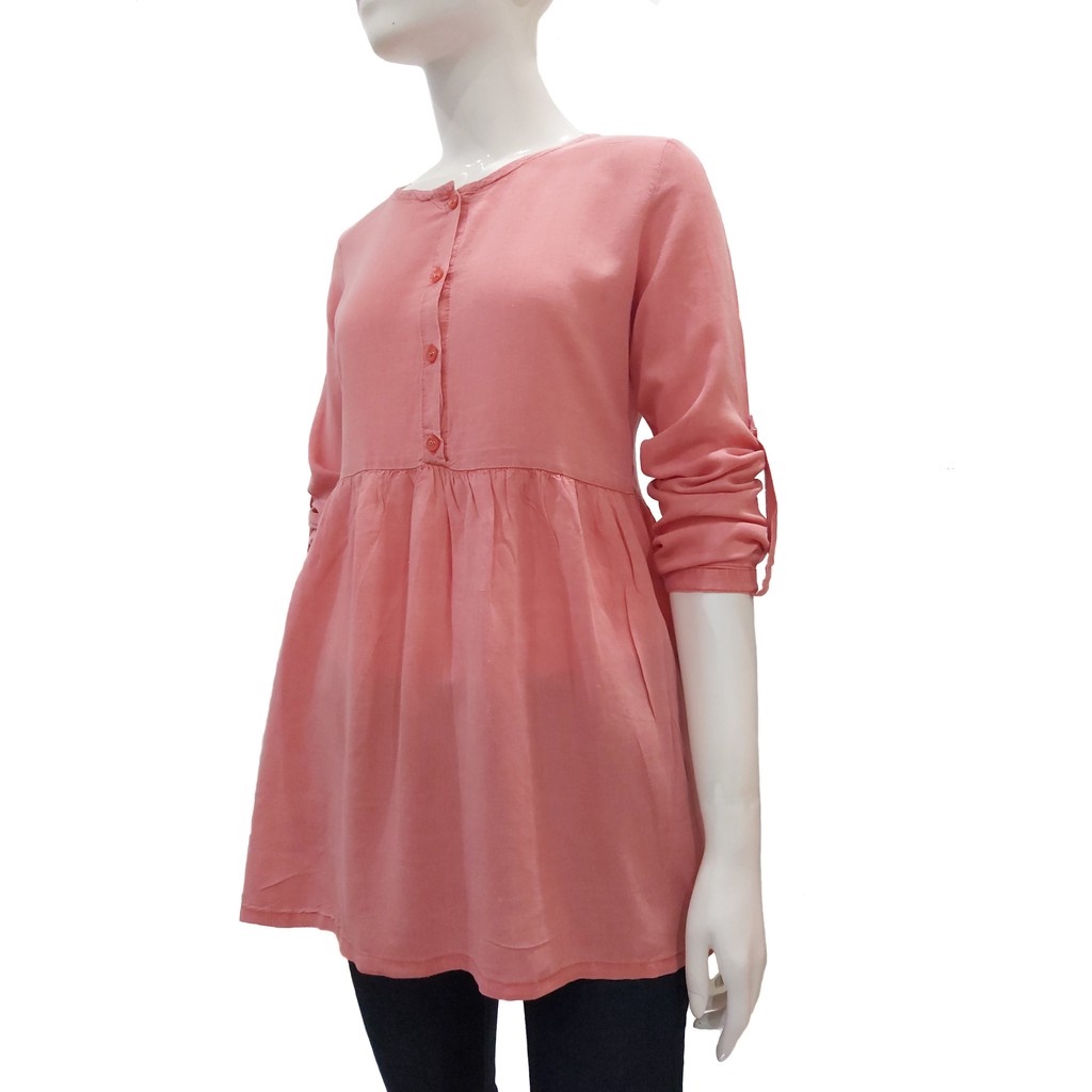 Kemeja Lengan Panjang Eleonore Peach