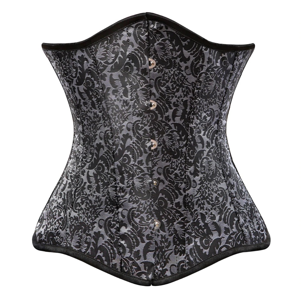 Jual Bebas Ongkir Sexy Gothic Spiral Steel Boned Underbust Corset And Bustier Jacquard Clothing 8741