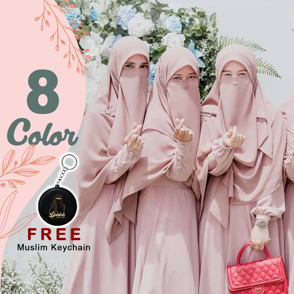 Jual ZALAIVA Set Hijab Segi Empat Syari Plus Cadar Tali 2 Layer Tanpa ...