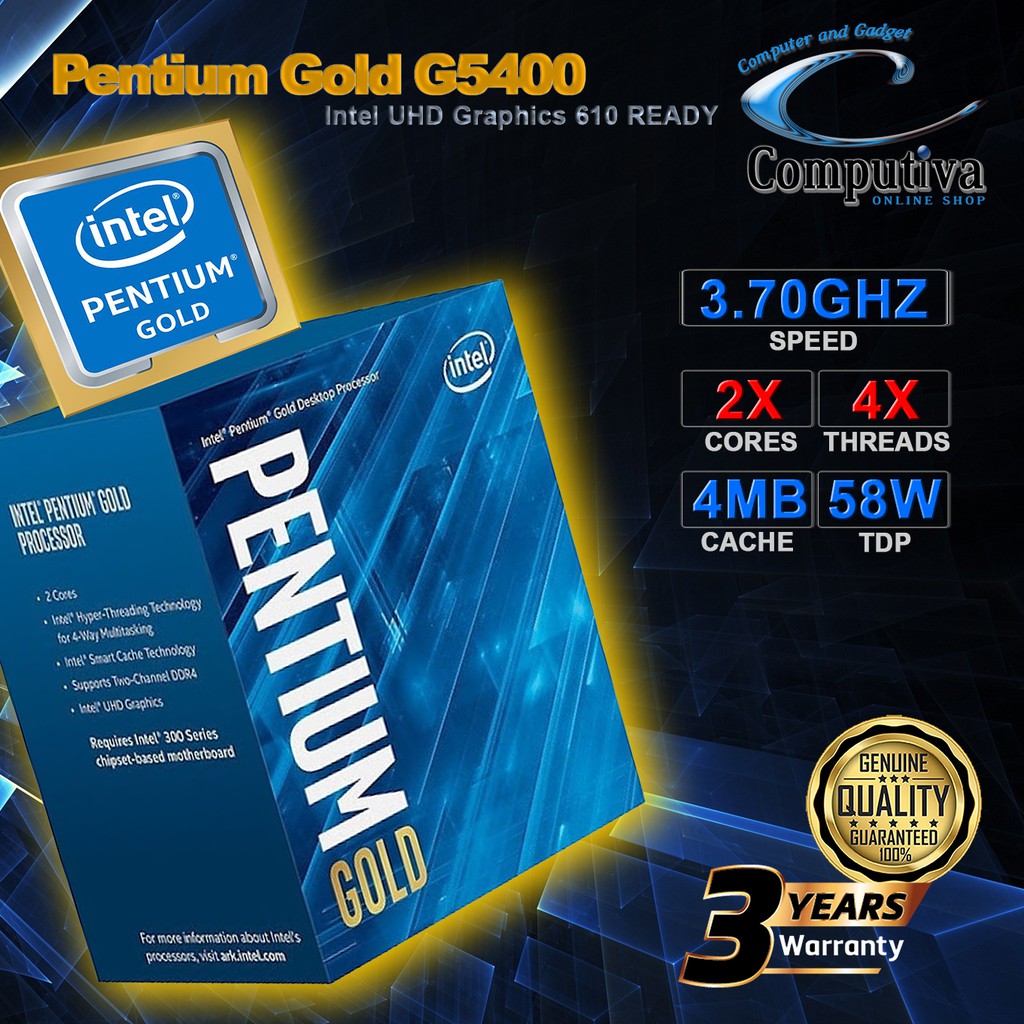 Jual INTEL PENTIUM GOLD G5400 BOX (LGA 1151, 3.7GHZ, 4MB) | Shopee ...
