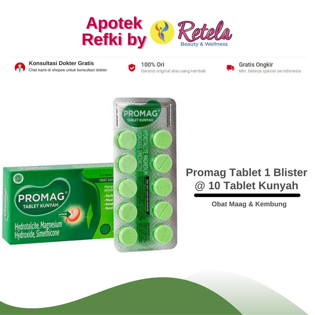 Jual Promag Tablet 1 Blister @ 10 Tablet / Obat Sakit Maag Dan Kembung ...