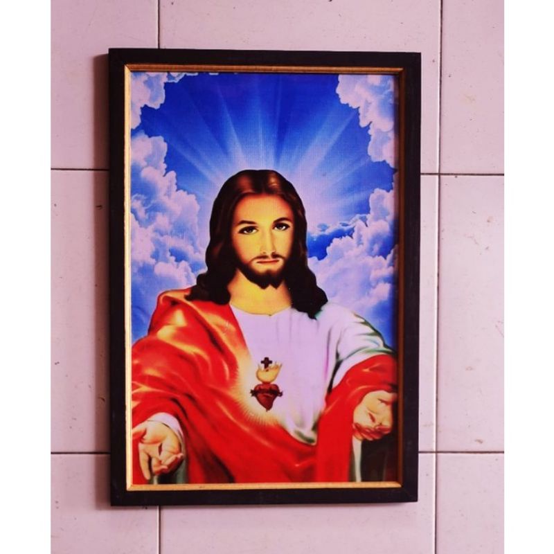 Jual Hiasan Dinding Poster Yesus Kristus Plus Bingkai Ukuran 65x45 Shopee Indonesia