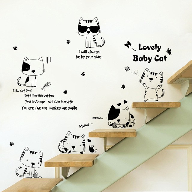 Jual Reliza Wall Sticker LOVELY BABY CAT Kucing Stiker Dinding LDR8367 ...