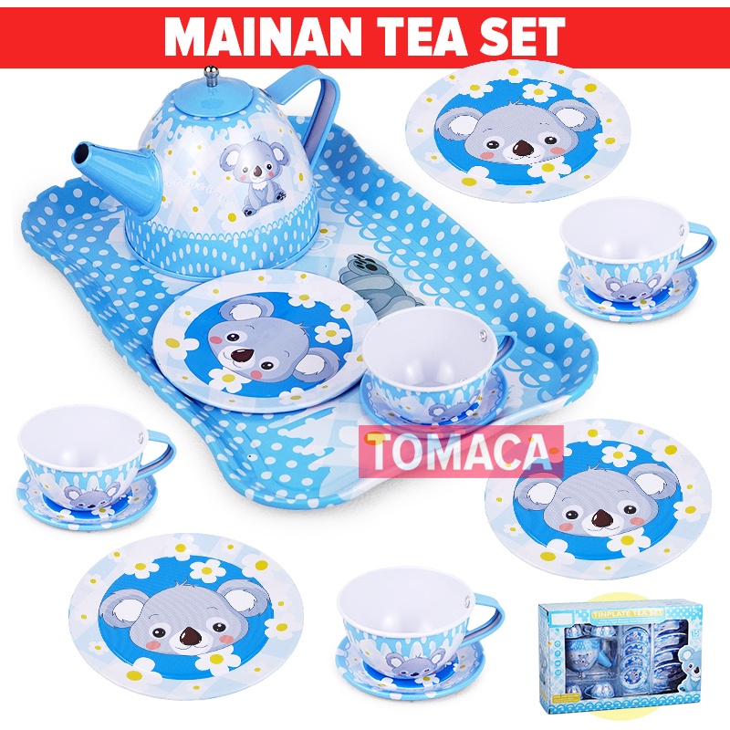 Jual Mainan Anak Kitchen Tin Tea Set Teko Cangkir Piring Tatakan Kaleng ...