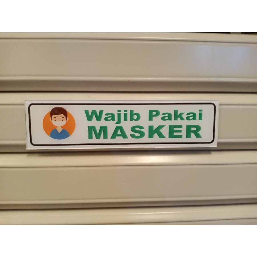 Jual Sign Stiker WAJIB PAKAI MASKER / Sticker Rambu Jaga Jarak ...