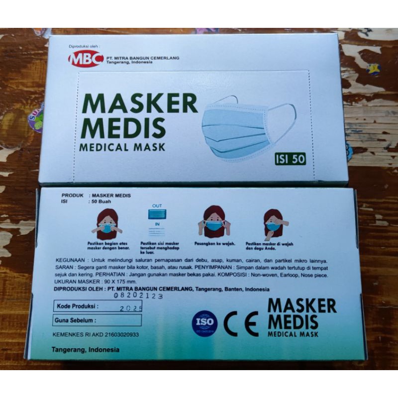 Jual Masker Medis MBC 3PLY isi 50PCS (bubble+kardus tambahan terpisah ...