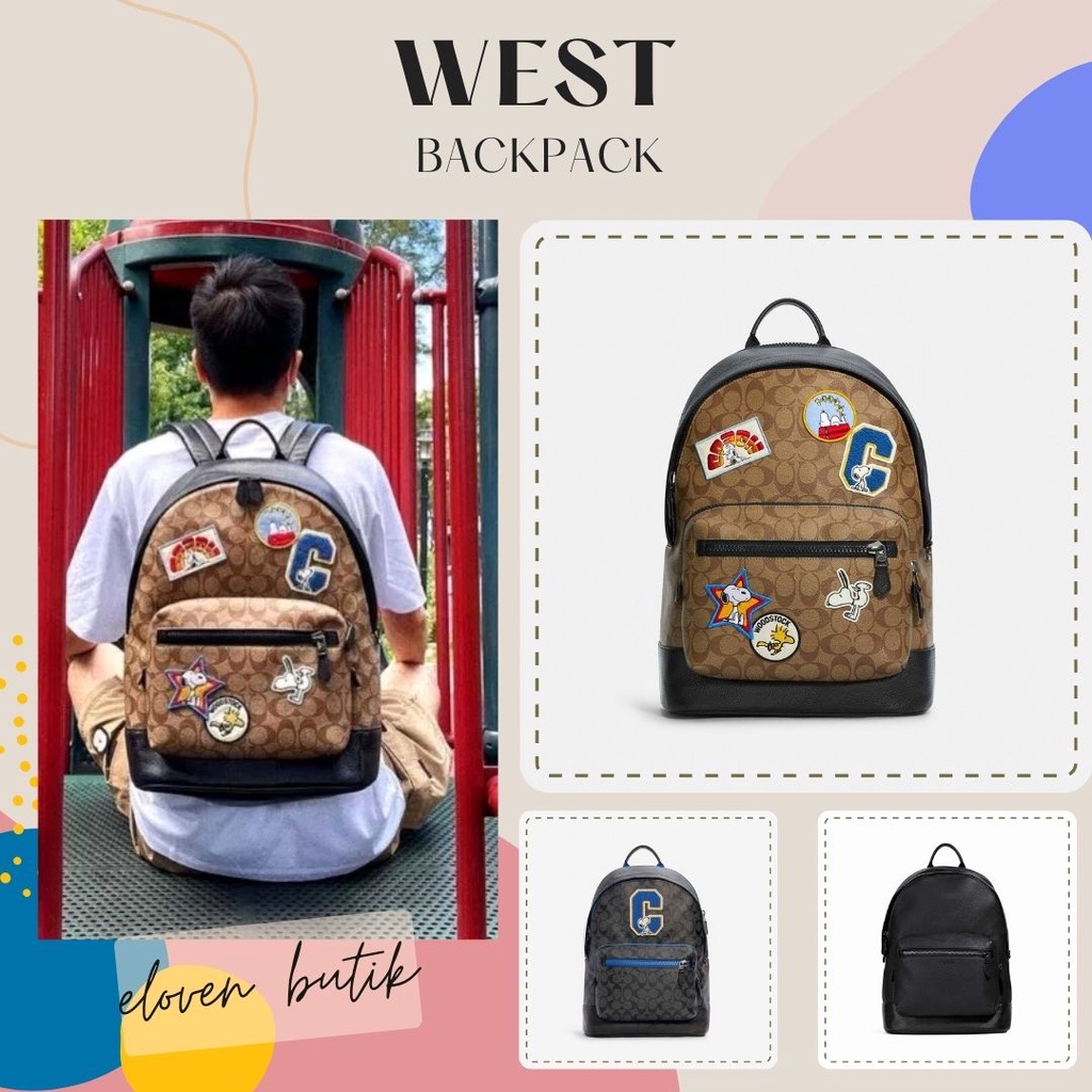 Jual tas ransel co*ach west x peanuts in signature with patch | Shopee ...