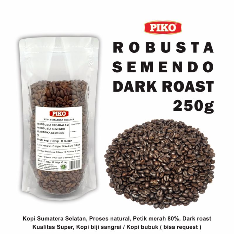 Jual Kopi Robusta Semendo Dark Roast 250gr Biji Kopi Bubuk Shopee